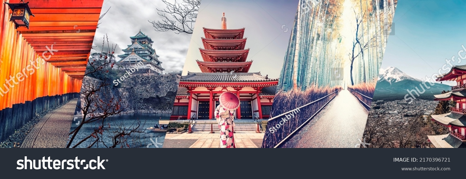Famous places in Japan collage #2170396721