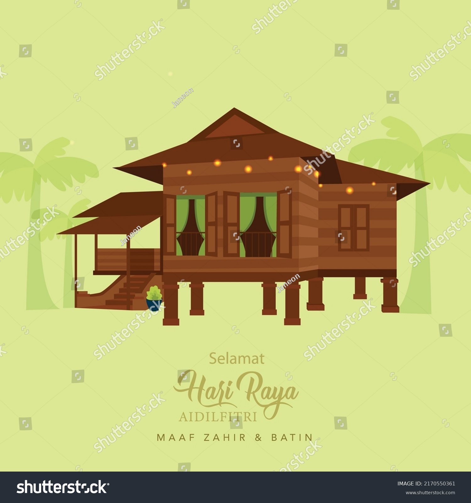 Selamat Hari Raya Aidilfitri Malay House - Royalty Free Stock Vector ...