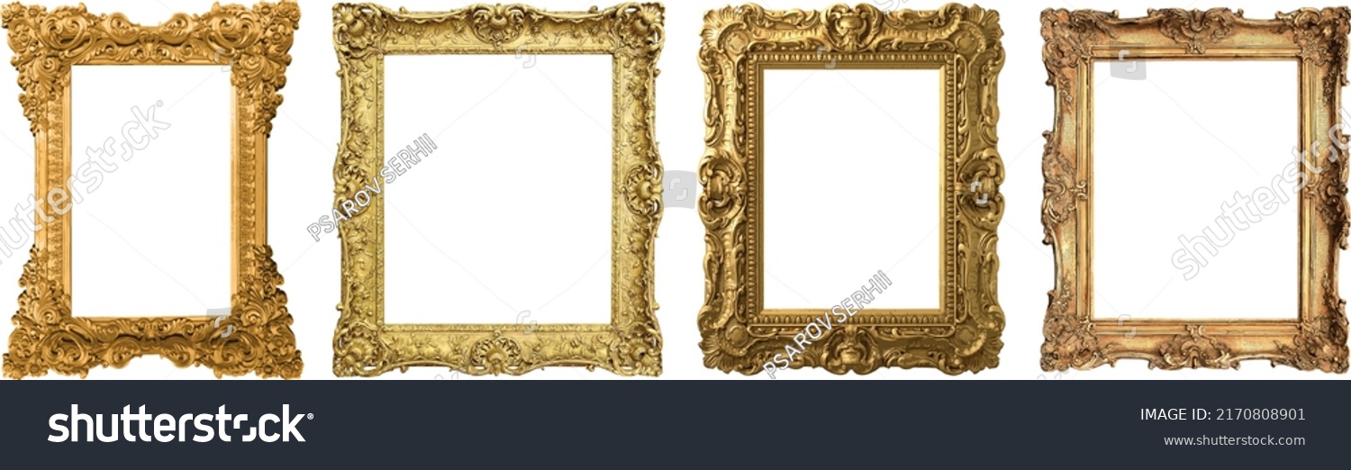 Set of decorative vintage frames and borders, golden photo frame, floral for image, decoration vector design style. border design #2170808901