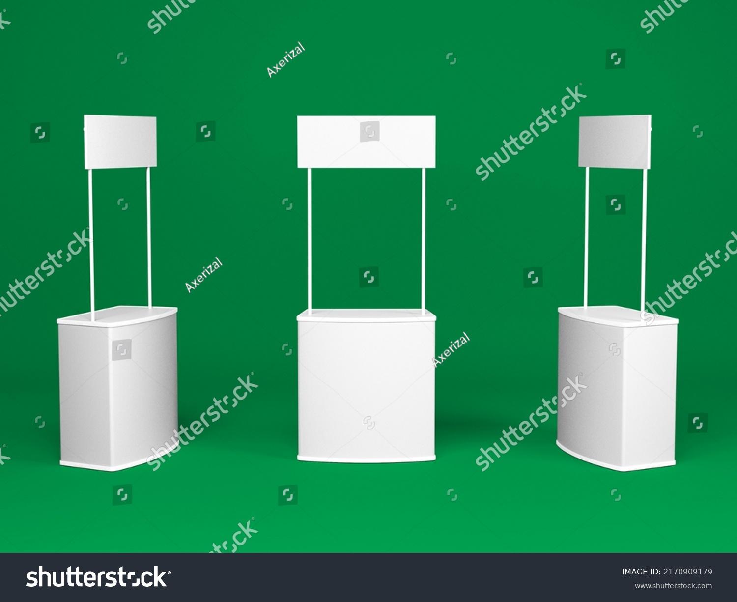 marketing stand, advertising stand, promotion stand white color with green background. better for change or remove background and place custom design #2170909179
