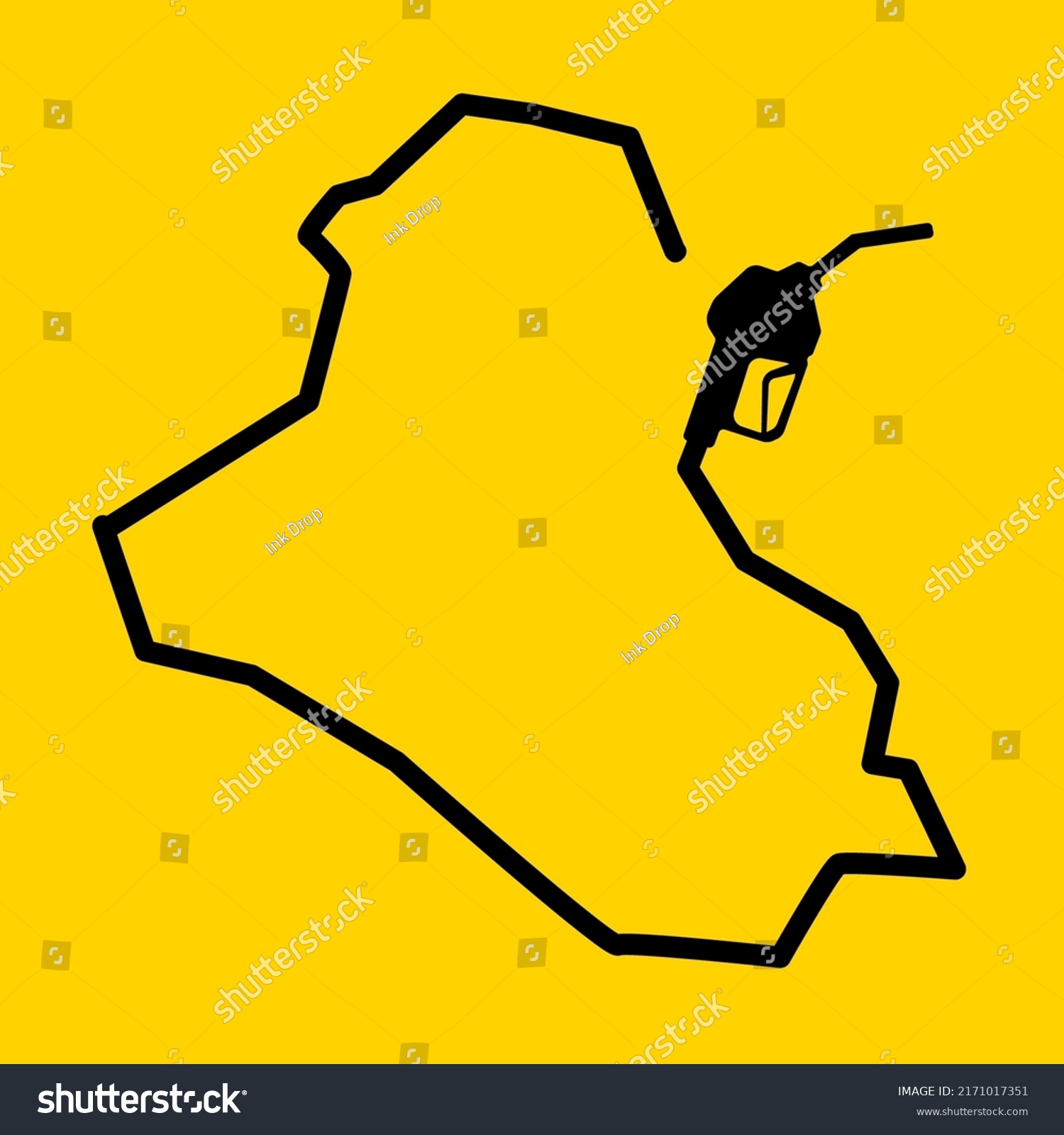 Outline map of iraq made from a petrol gas pump - Royalty Free Stock ...