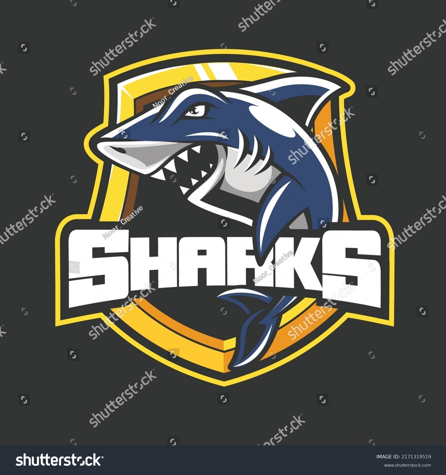 fish shark esport , gaming mascot logo template, - Royalty Free Stock ...