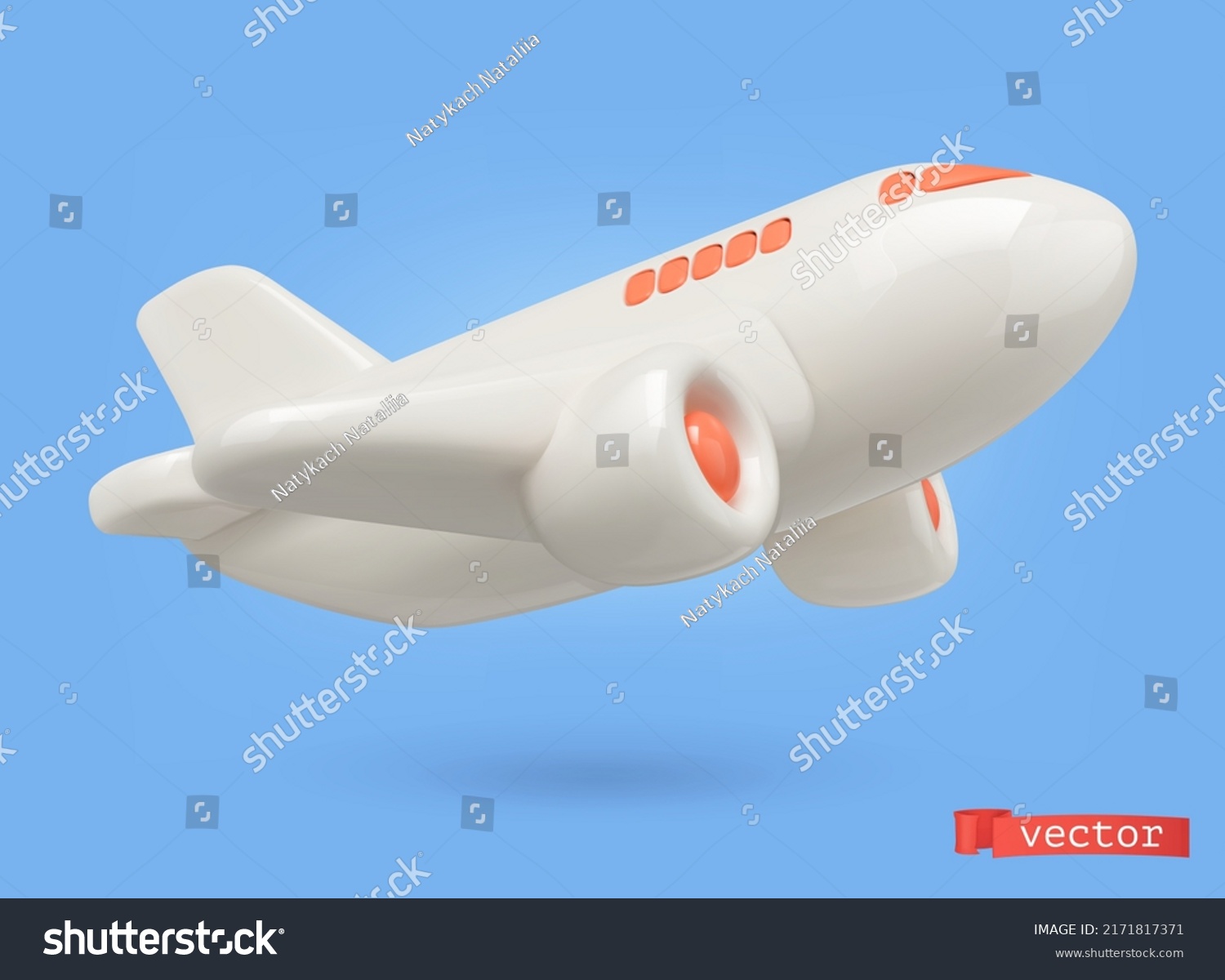 Airplane 3d vector cartoon icon #2171817371