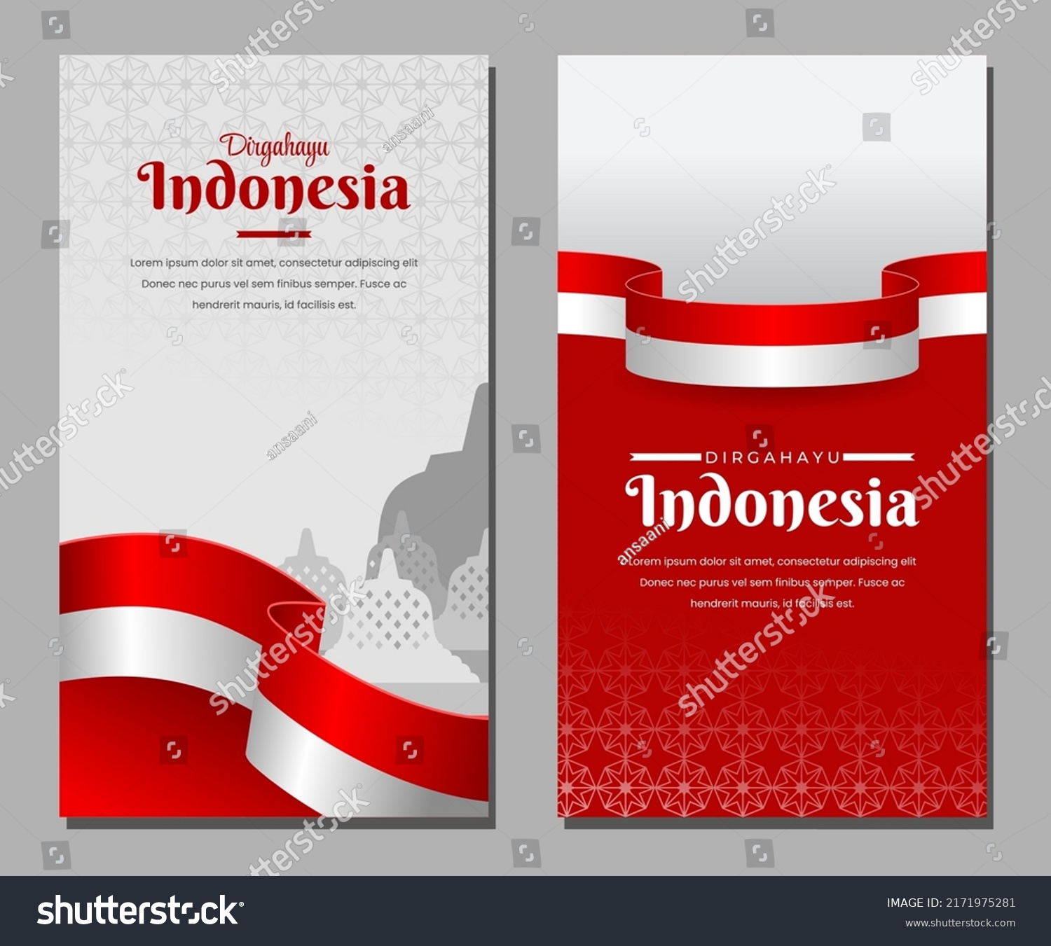 Indonesian Independence Day Greeting Designs Royalty Free Stock Vector 2171975281 1669