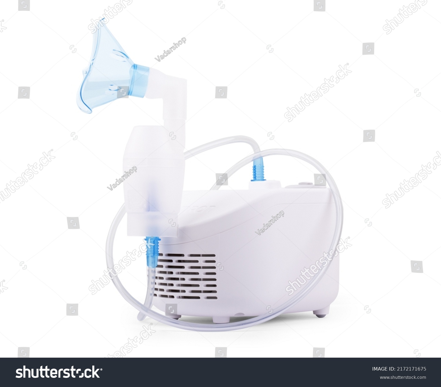 Ultrasonic nebulizer and medicines on a white background  #2172171675