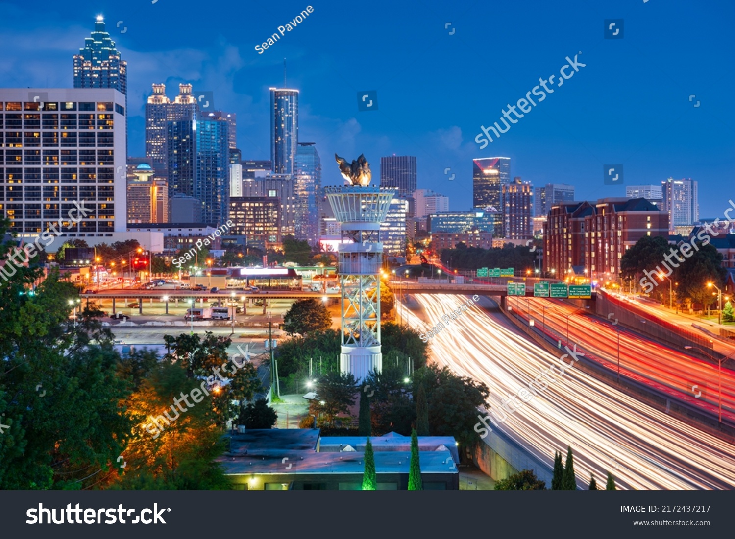 Atlanta, Georgia, USA downtown city skyline on the highway in the evening. #2172437217