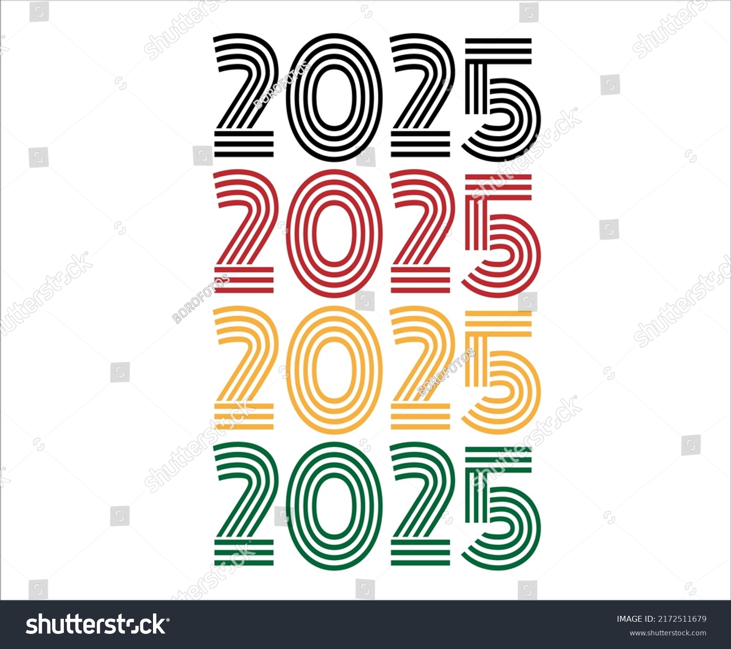 Year 2025 retro font. Vector with year for Royalty Free Stock Vector