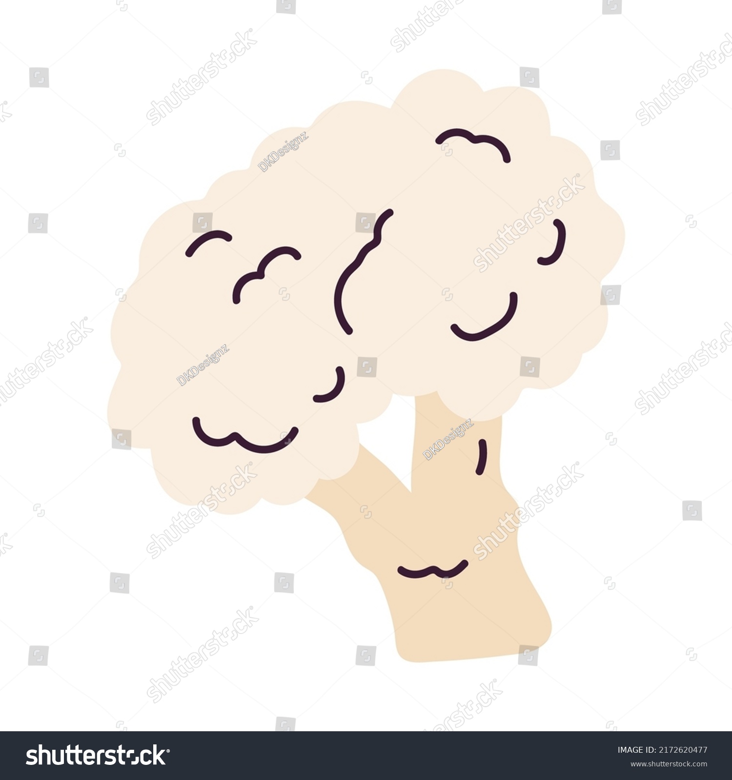 Isolated sketch of a cauliflower icon Flat design Vector #2172620477
