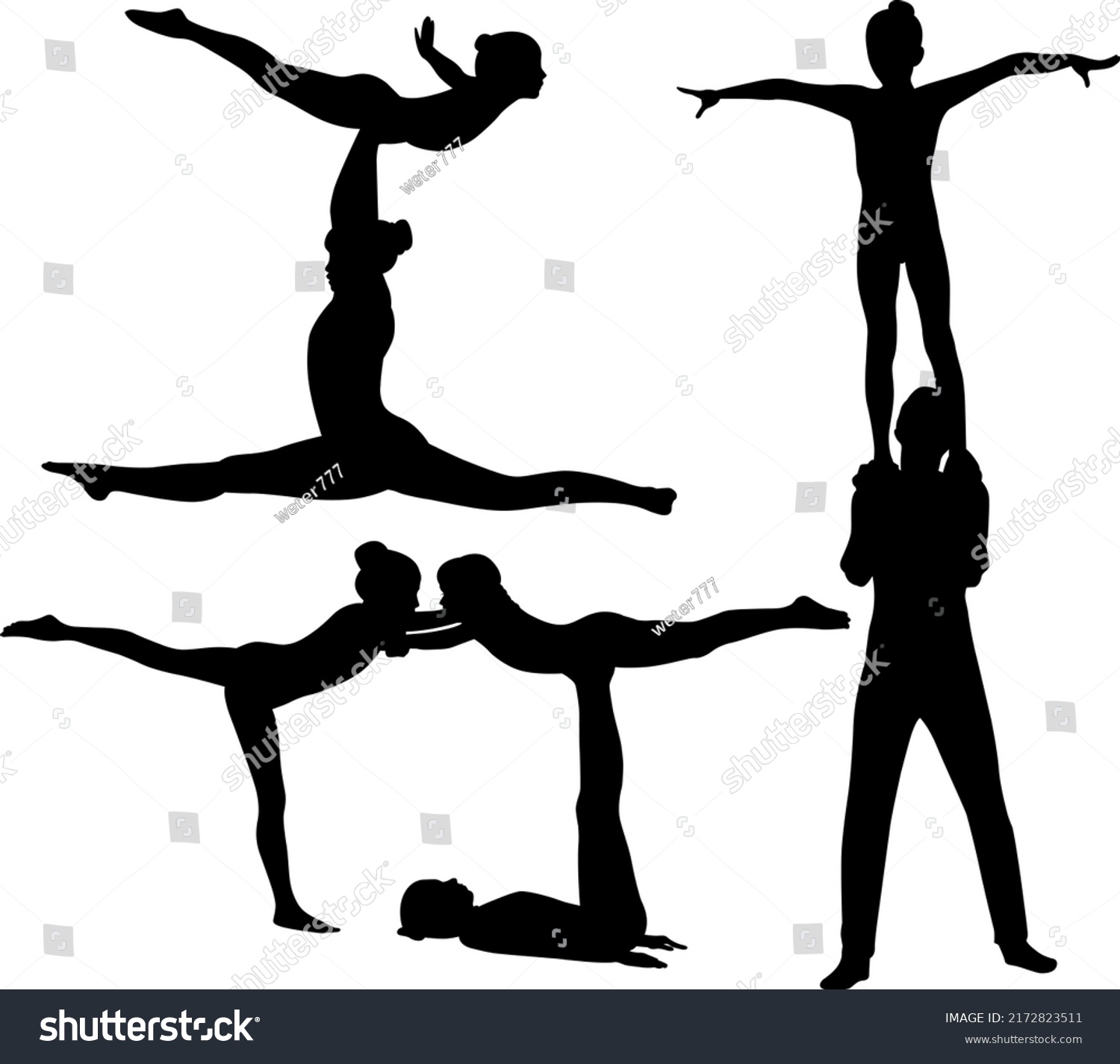 set Gymnasts acrobats vector isolated on white - Royalty Free Stock ...