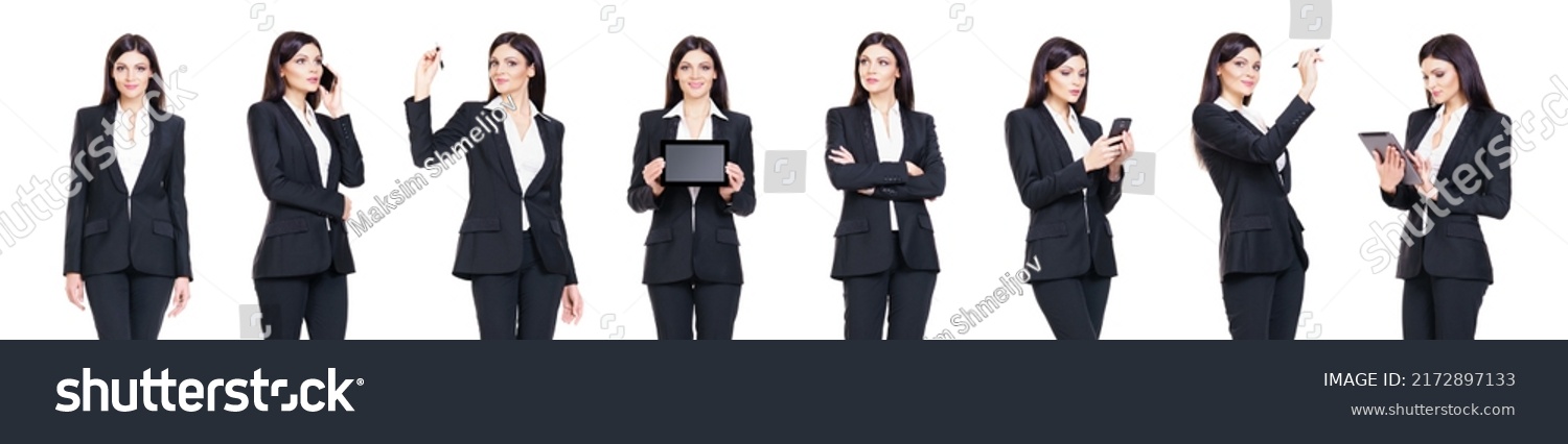Set of beautiful, attractive businesswoman isolated on white. Business, career success concept. #2172897133