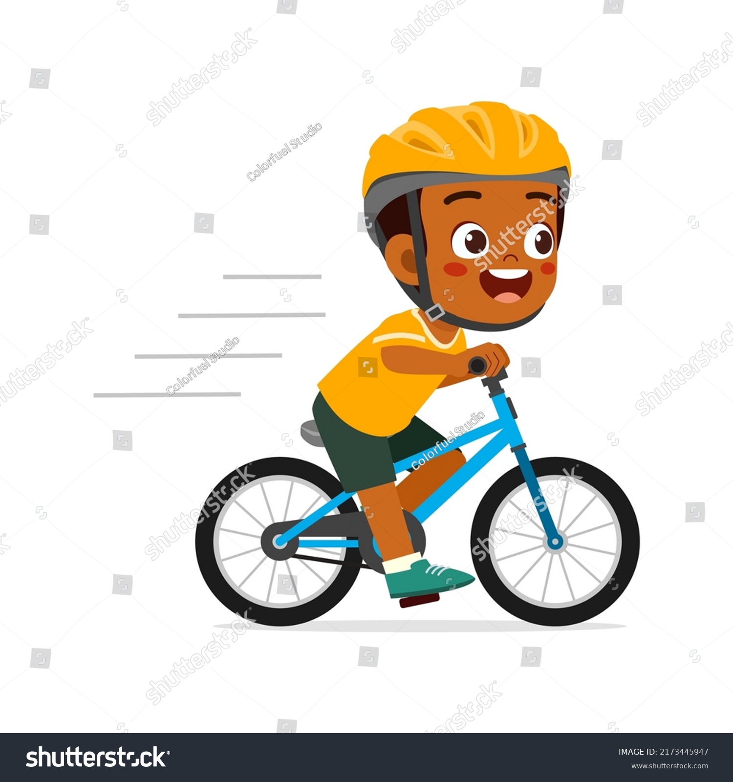 little kid ride bike and wear helmet - Royalty Free Stock Vector ...