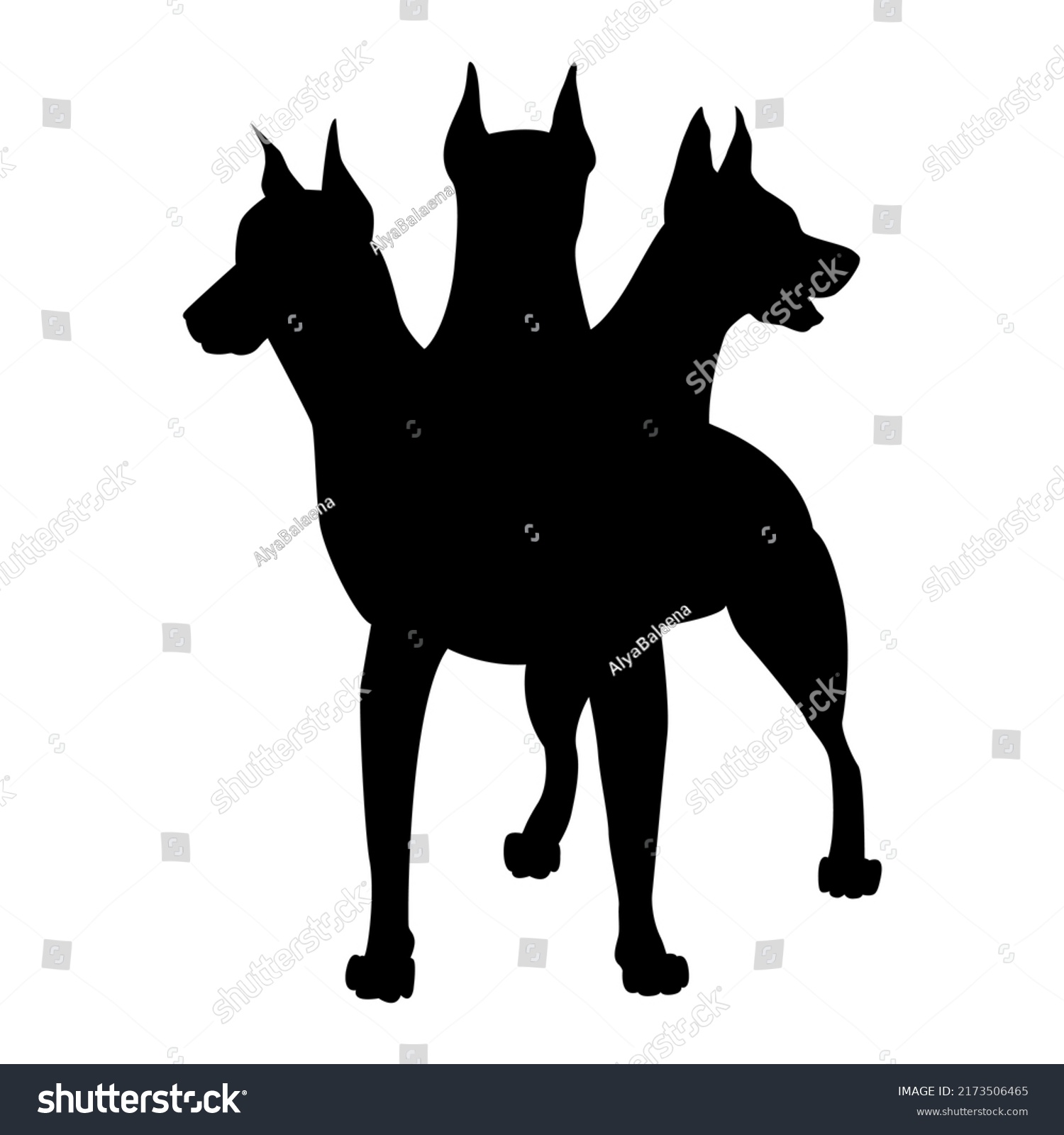 Multi headed dog cerberus illustration. - Royalty Free Stock Vector ...