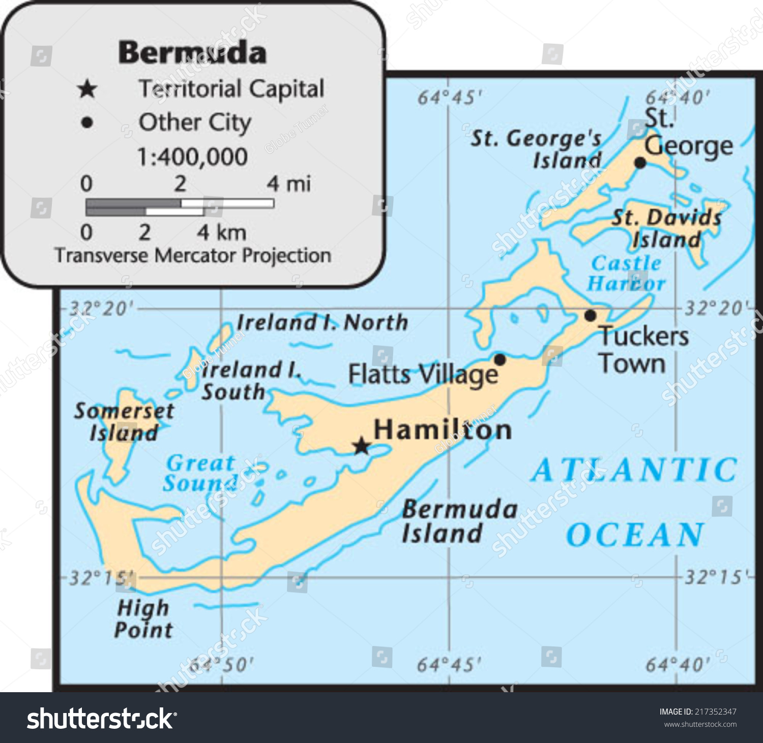 Bermuda Territory Map - Royalty Free Stock Vector 217352347 - Avopix.com