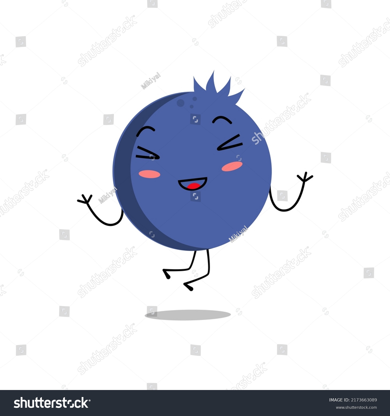 Cute flat cartoon blueberry illustration. Vector - Royalty Free Stock ...