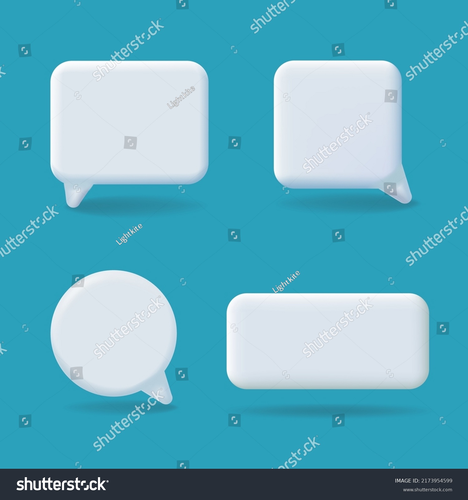 White speech bubbles set, Text bubbles in various shapes. Social media chat message icons. dialogue clowds 3d talking windows for chatting #2173954599