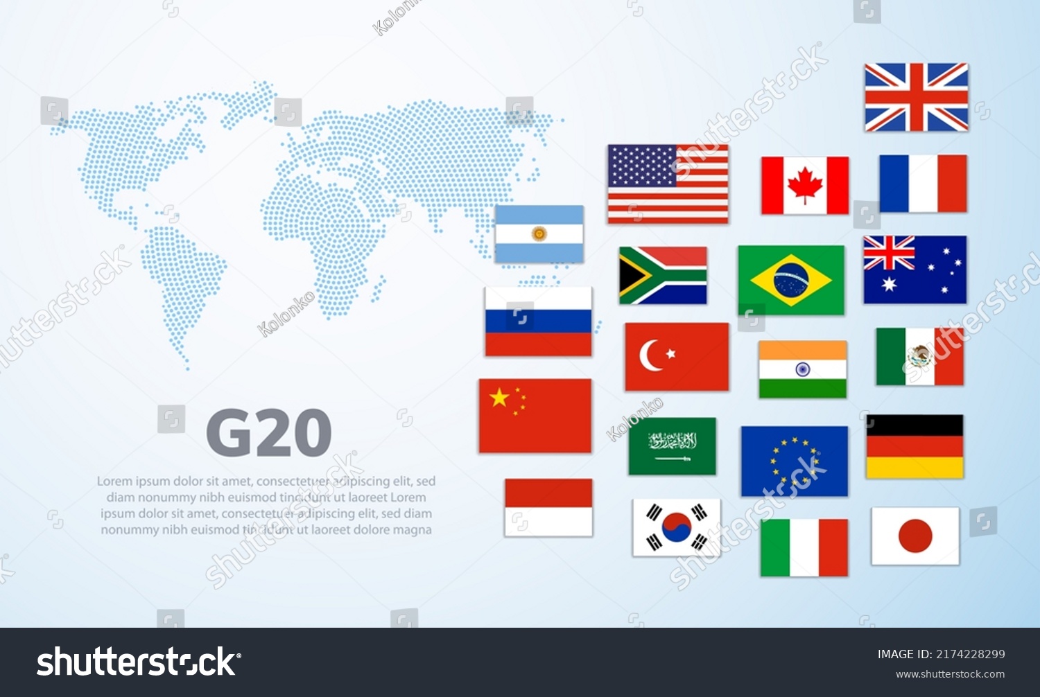 G20 world map countries infographic. Saudi - Royalty Free Stock Vector ...