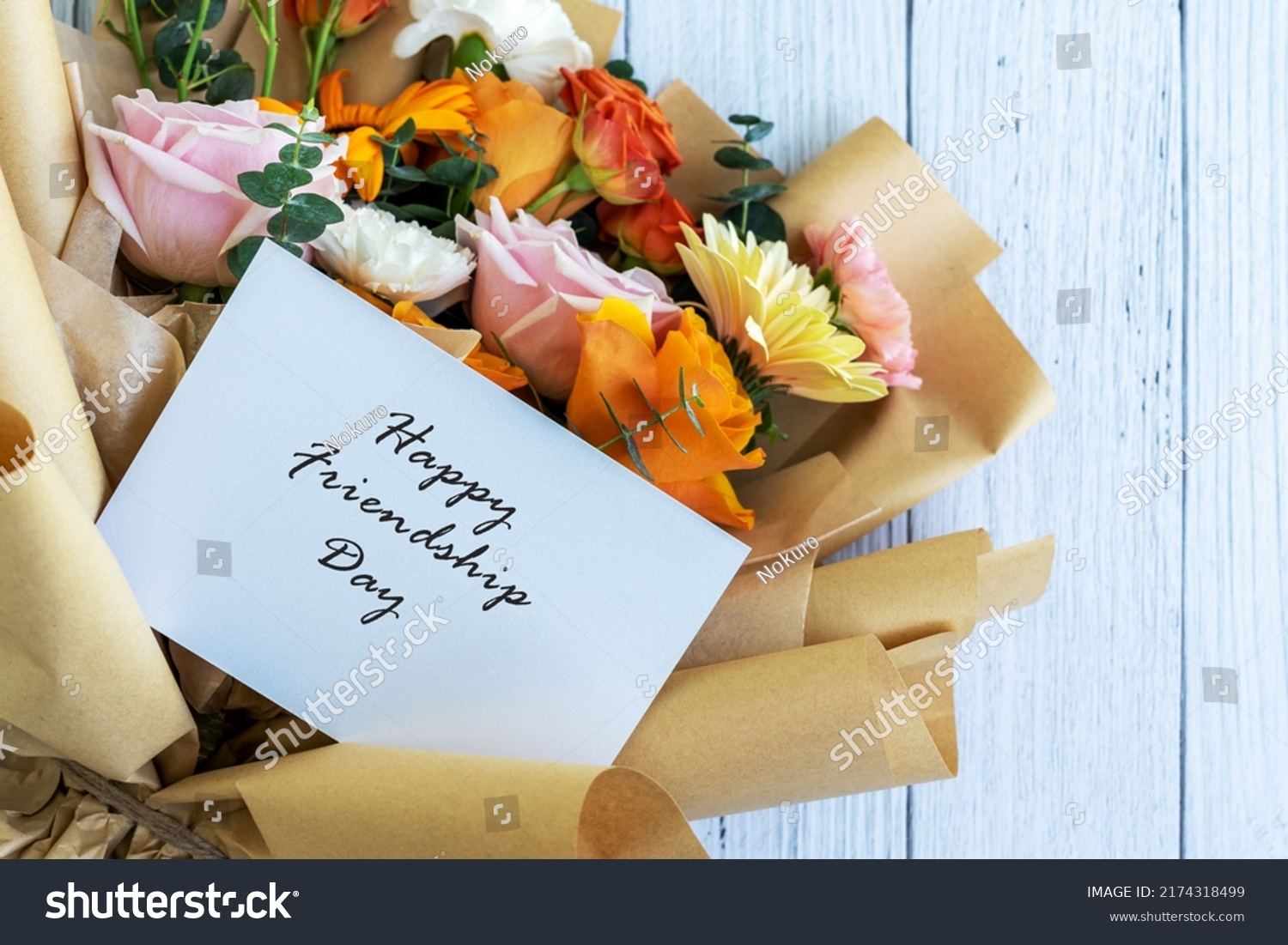 Happy Friendship Day Card With Mixed Flower Bouquet #2174318499