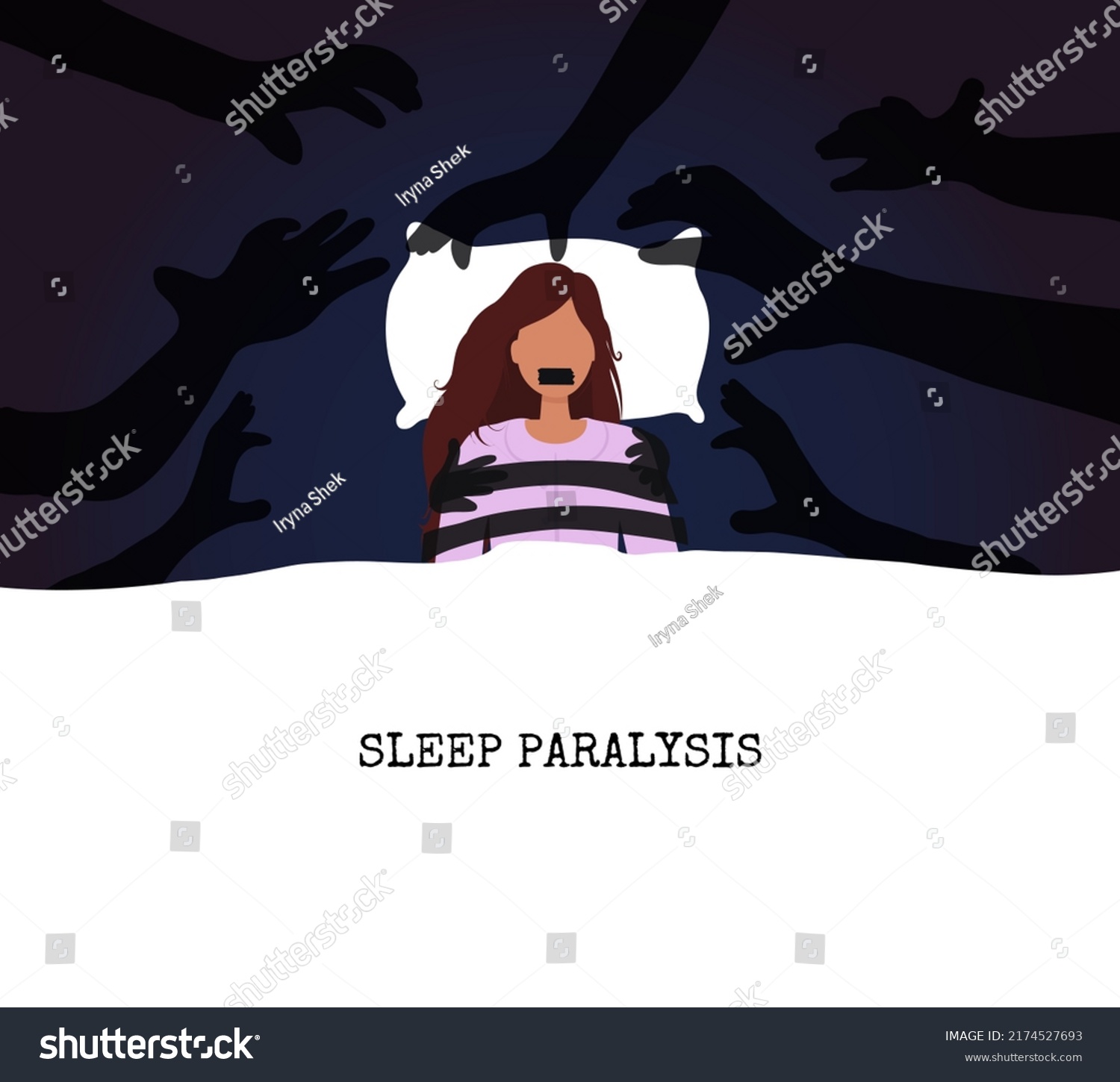 Sleep Paralysis With Hallucinations Sleeping Royalty Free Stock Vector 2174527693