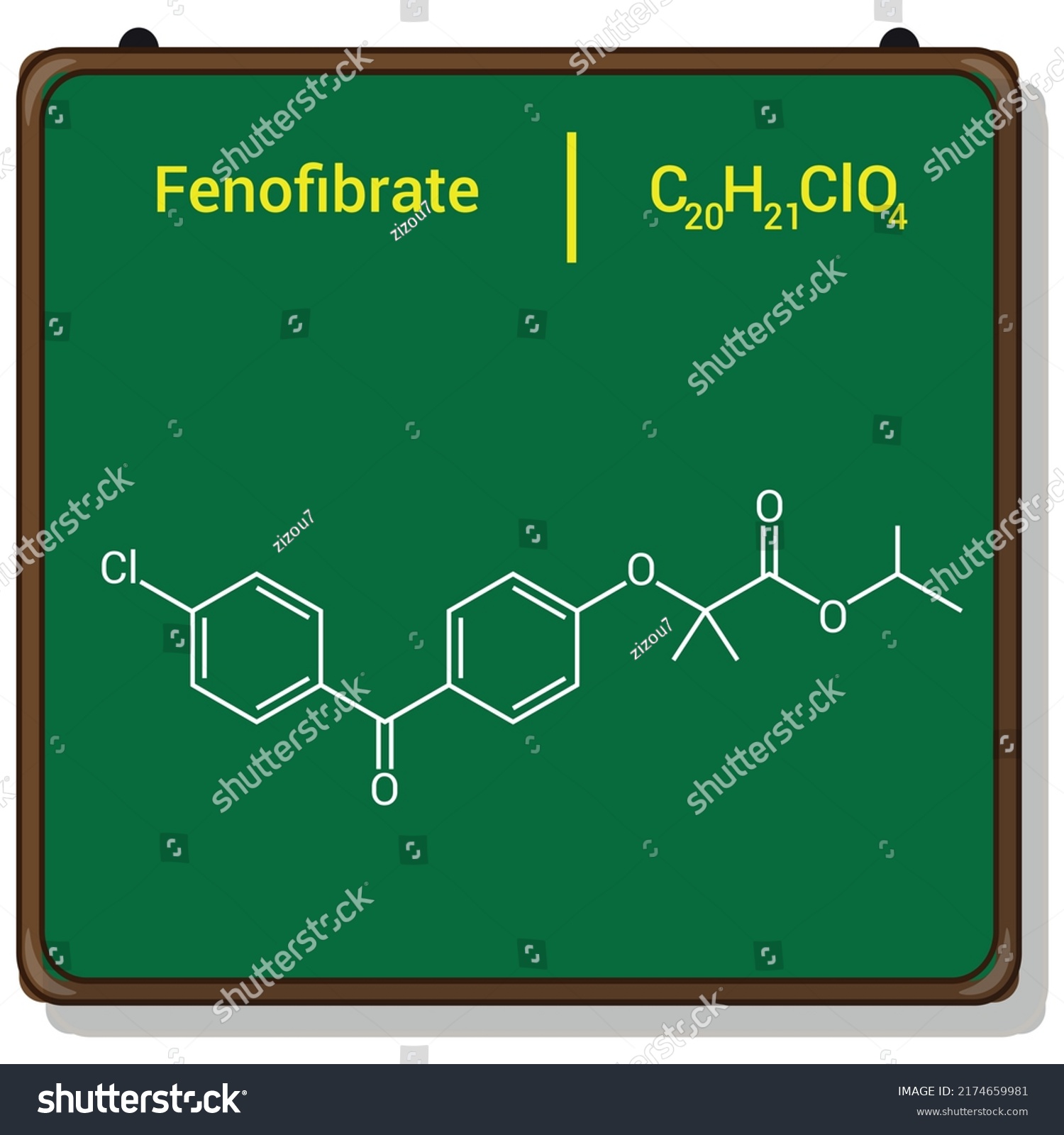 chemical structure of Fenofibrate (C20H21ClO4) - Royalty Free Stock ...