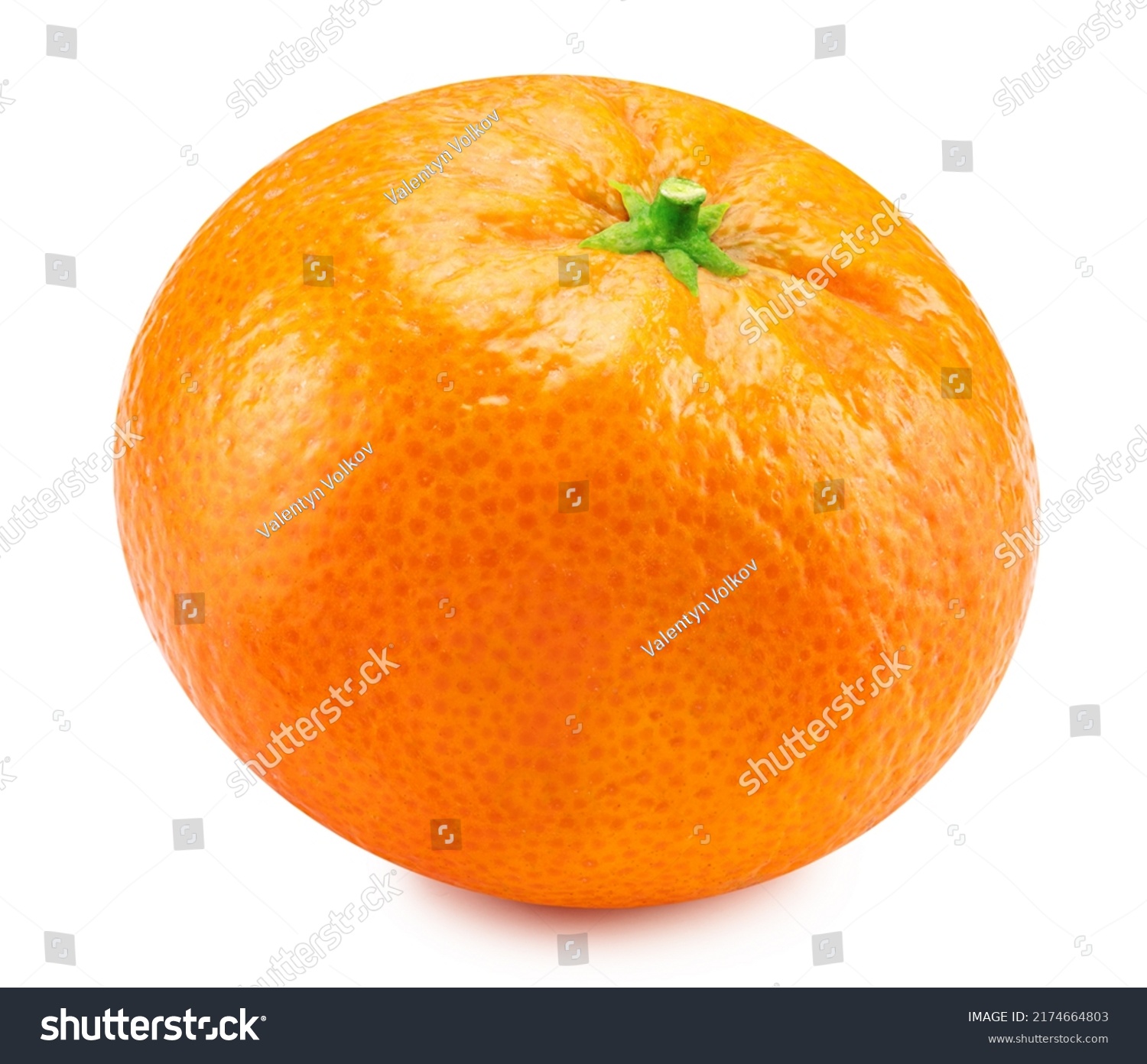 Ripe tangerine fruit isolated on a white background. Organic tangerines fruits. #2174664803