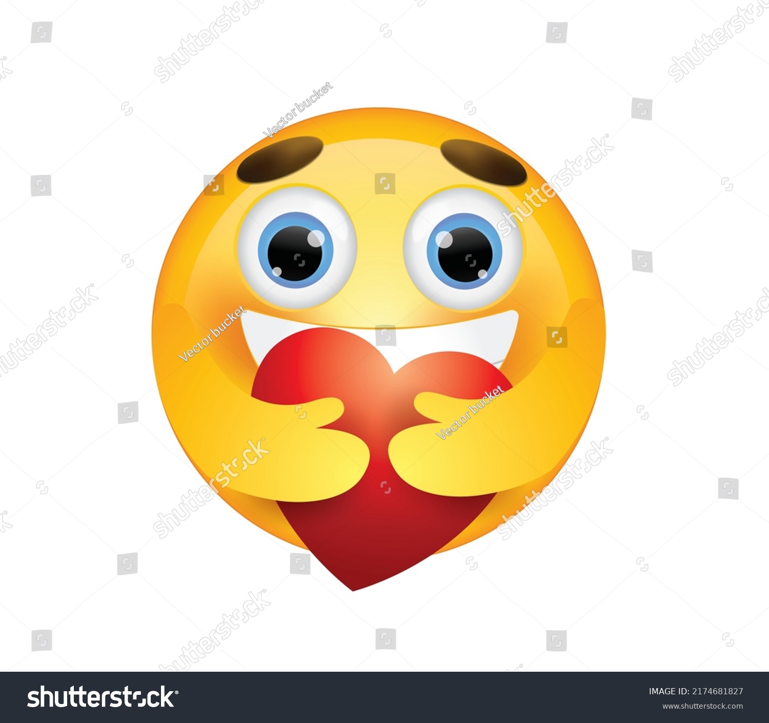 Emoticon With Heart Vector Illustration Royalty Free Stock Vector 2174681827 2101