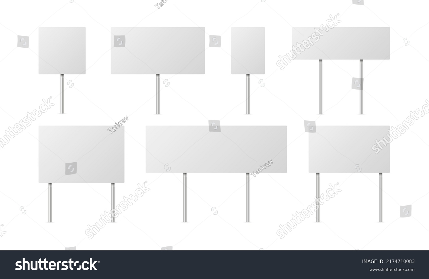 White blank boards signs. Vector illustration. stock image. #2174710083