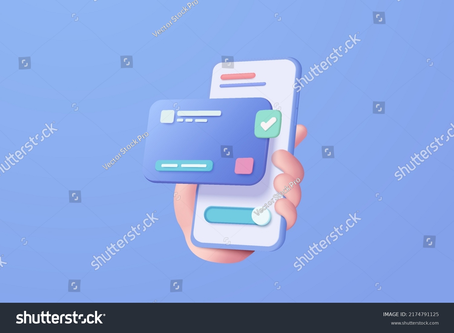 3D credit card money financial security for online shopping, online payment credit card with payment protection concept. 3d vector render for business finance, shopping card 3d with mobile security #2174791125