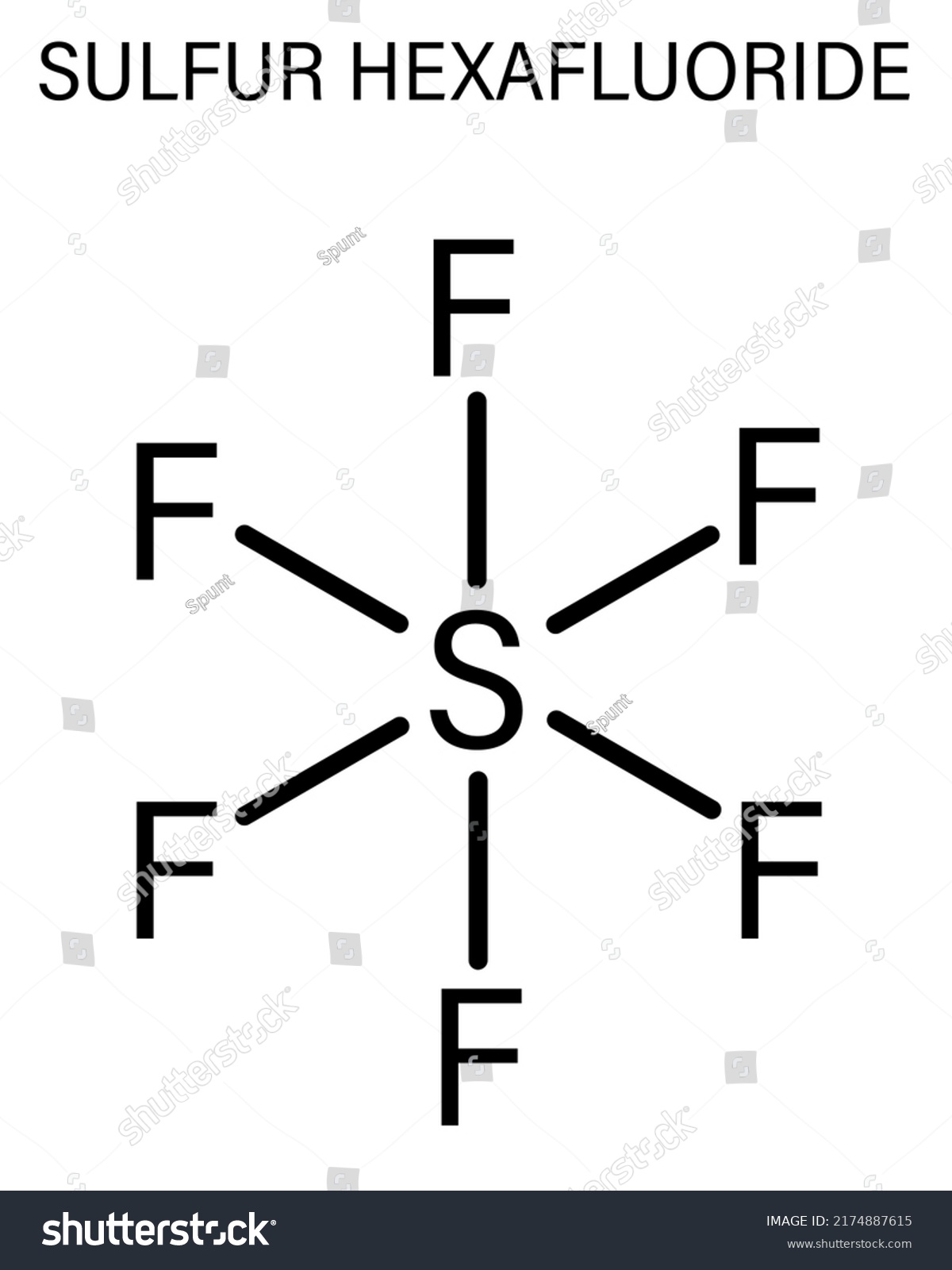 Skeletal Formula Of Sulfur Hexafluoride Gas Royalty Free Stock Vector 2174887615 0435