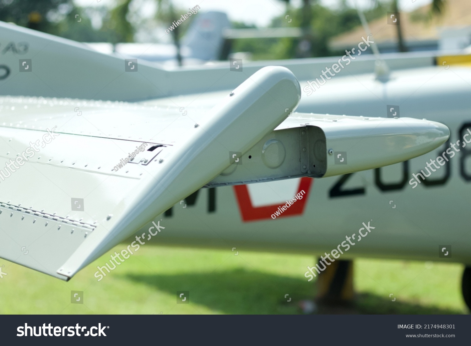 Close up image of an airfoil of an old aircraft #2174948301