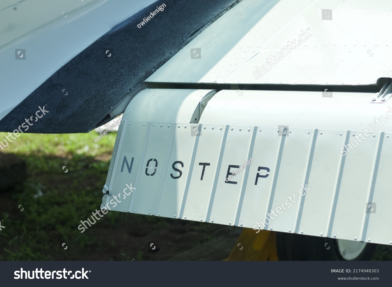 Close up image of an airfoil of an old aircraft #2174948303
