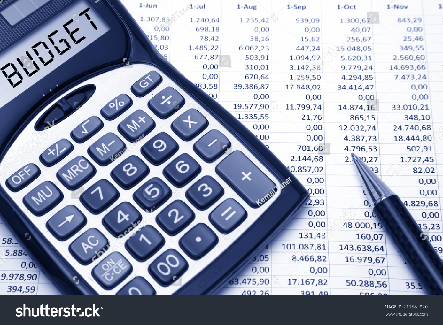 Budget Concept Budget text on calculator #217581820