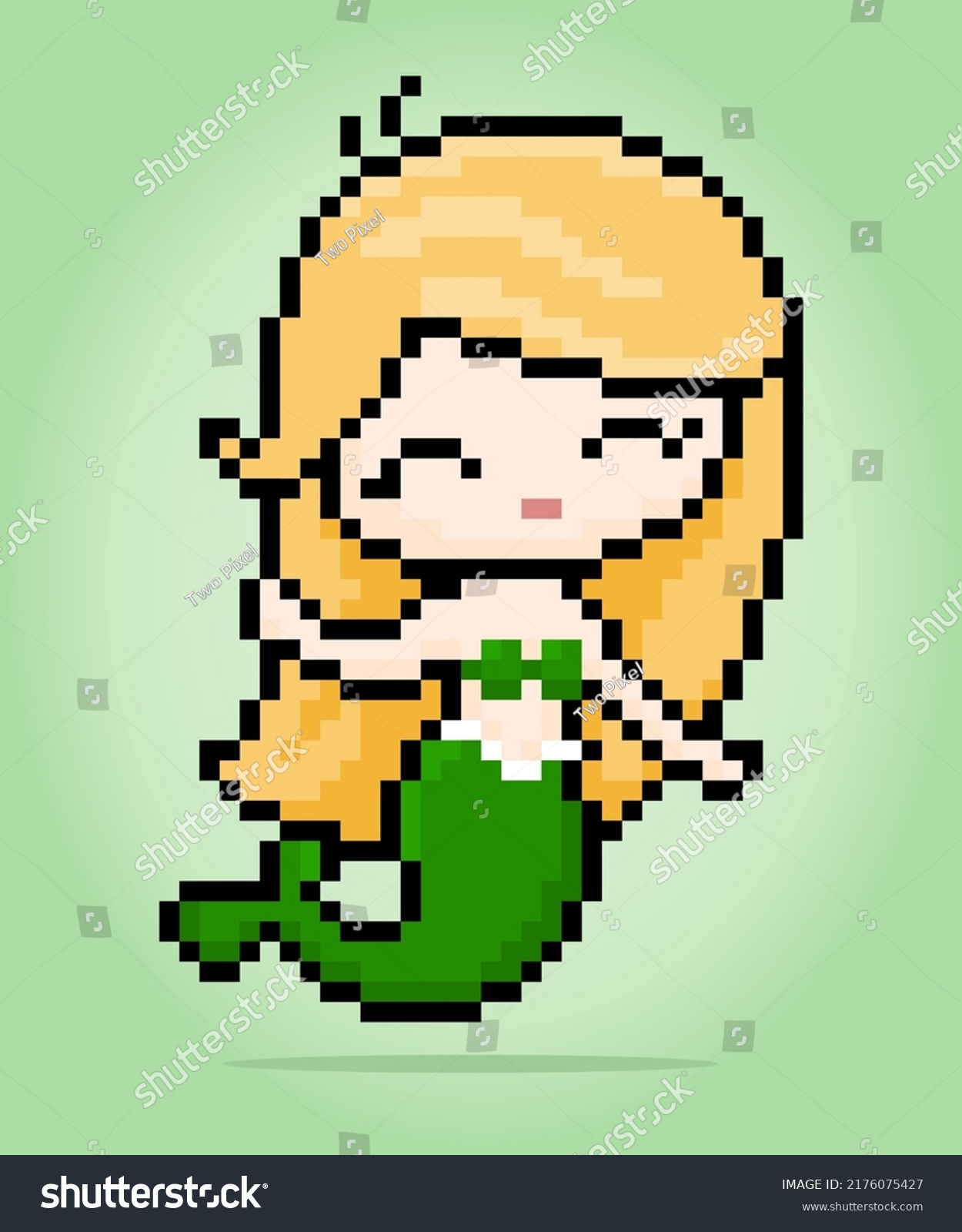 8 bit pixel a mermaid for game assets and cross Royalty Free Stock