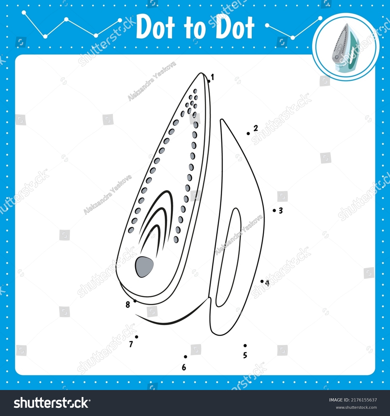 Connect the dots. Iron. Dot to dot educational - Royalty Free Stock Vector 2176155637 - Avopix.com