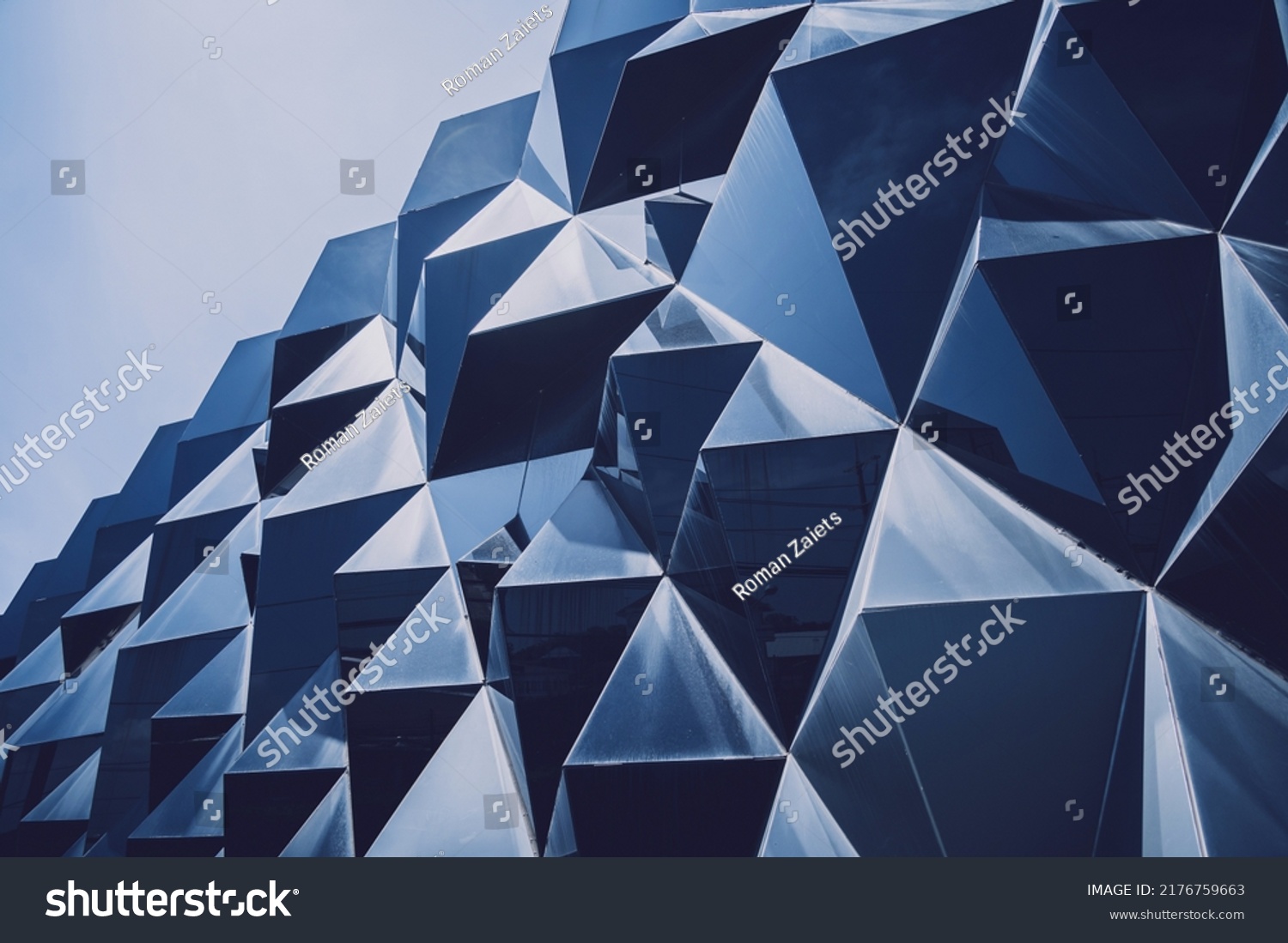 Abstract geometric background with triangles and buildings cells #2176759663