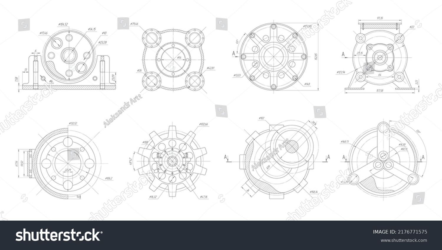 Technical drawing .Mechanical Engineering background .Technology banner.Vector illustration . #2176771575