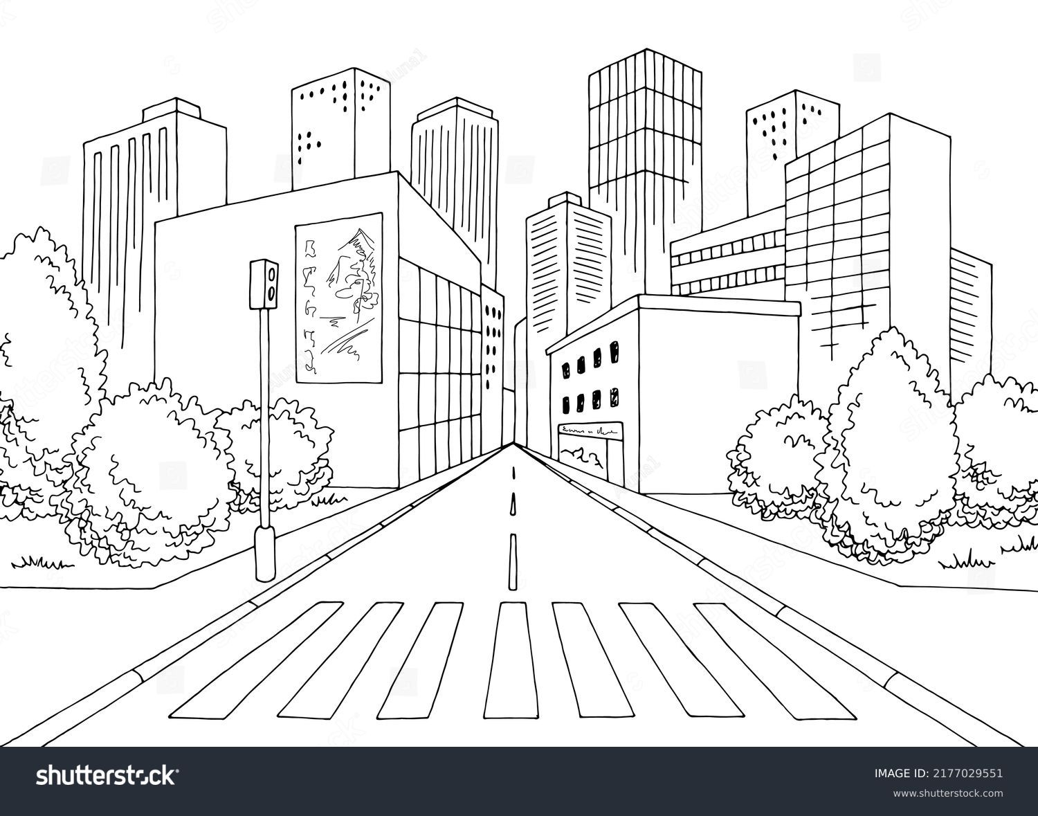 Crosswalk street road graphic black white city - Royalty Free Stock ...