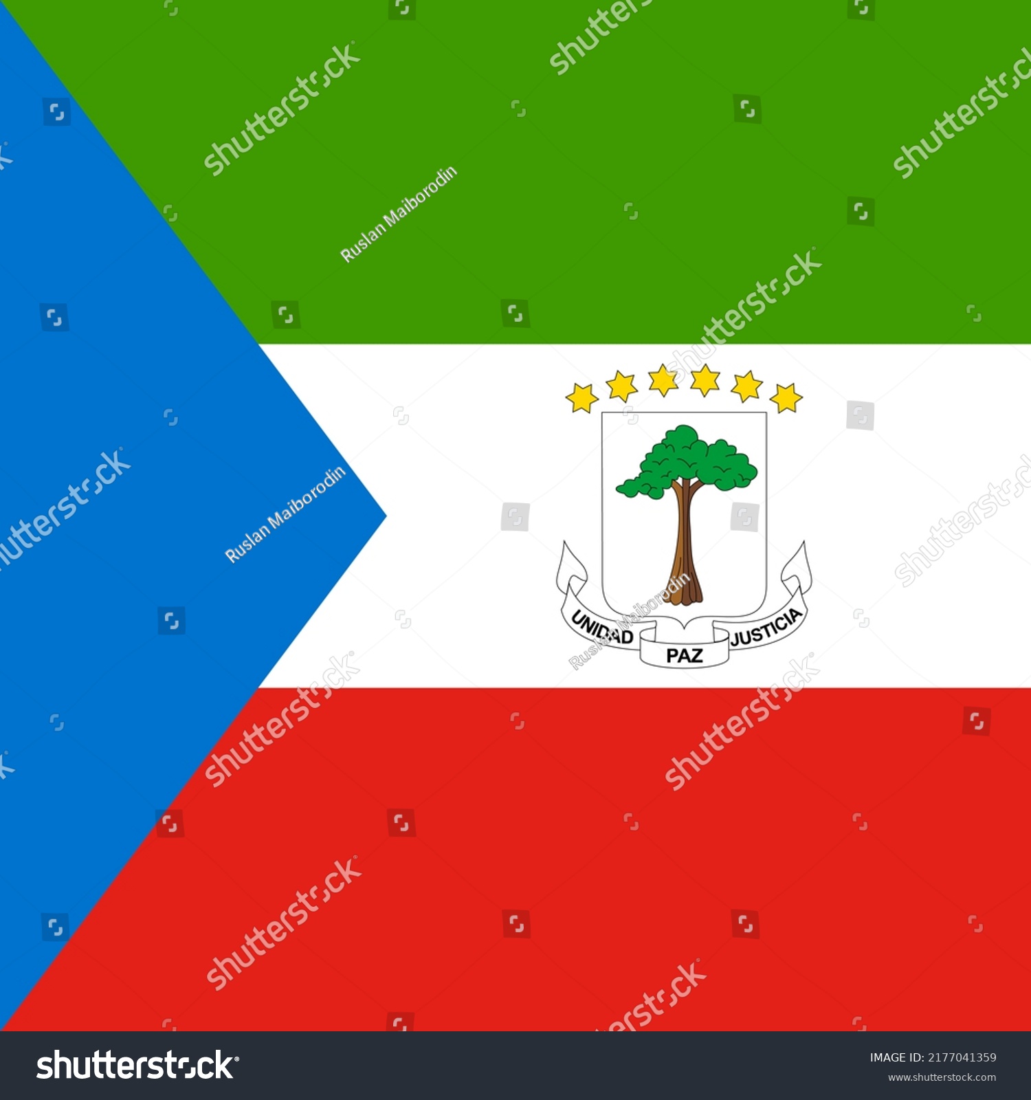 Equatorial Guinea flag, official colors. Vector - Royalty Free Stock ...