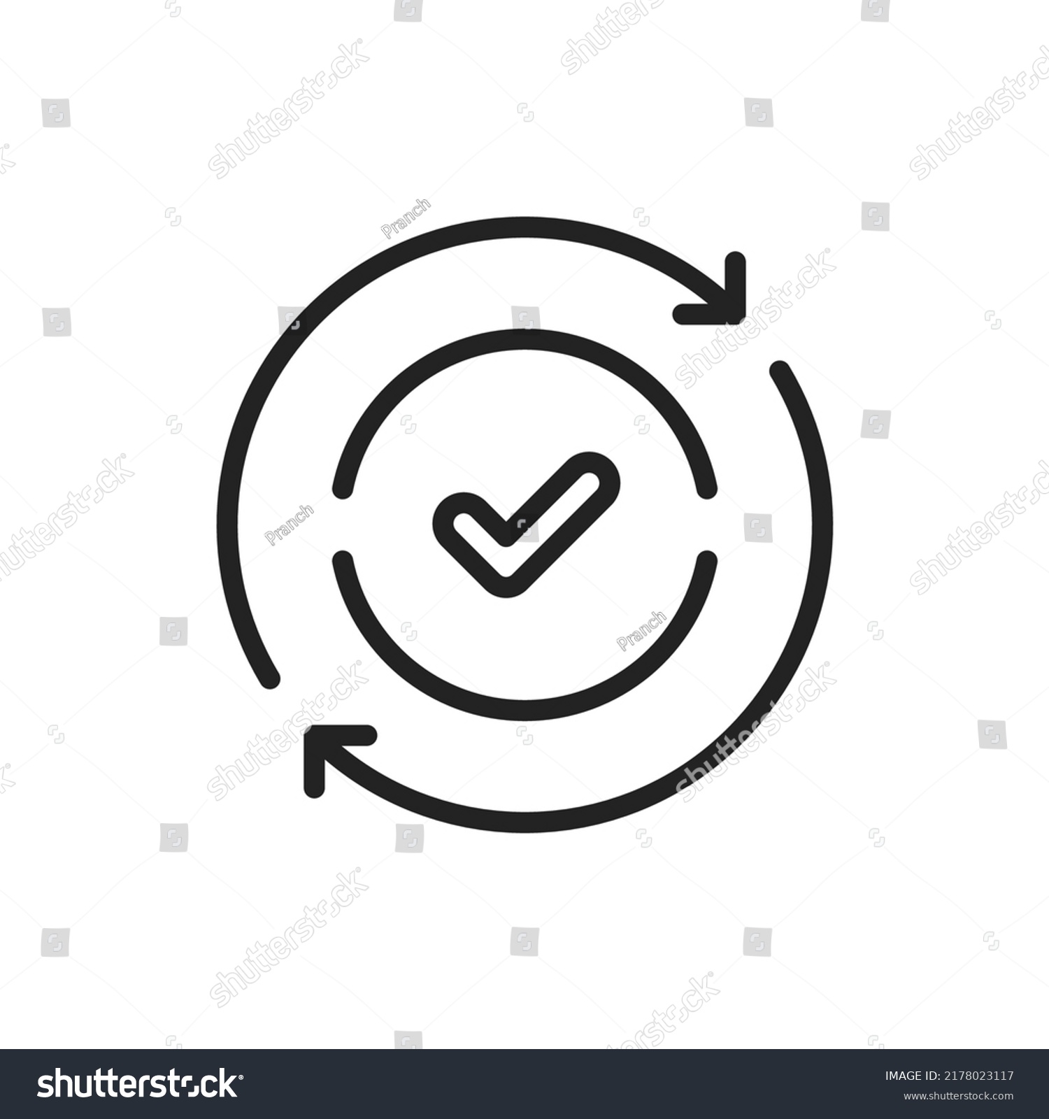 round convenient icon like easy pay or update. concept of replace or swap symbol and quality control. linear trend modern synchronize logotype graphic stroke art design web element isolated on white #2178023117