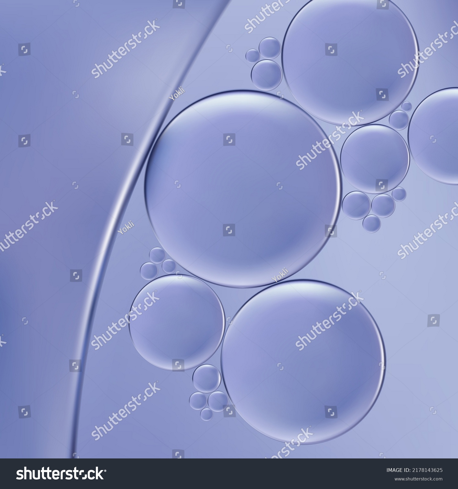 Vector Realistic Macro Beauty and Cosmetics Clear Gel or Foam Bubbles Element 3D Illustration for Poster, Book Cover or Advertisement Background. #2178143625