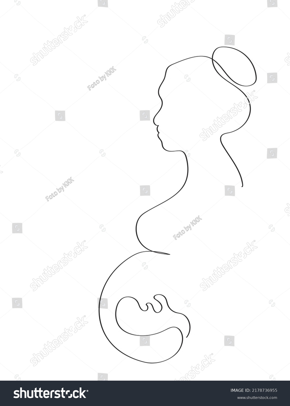 Pregnant Continuous Line Drawing Single Line Royalty Free Stock