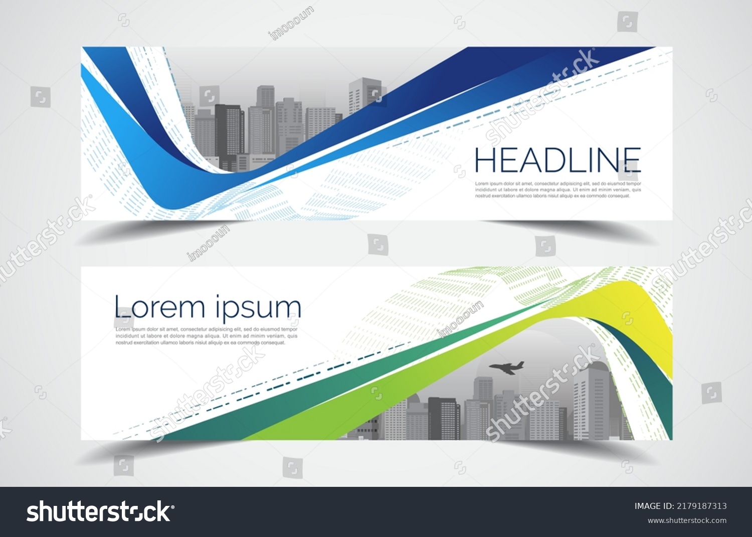 Set of modern design - Vector web banners design background or header templates, horizontal advertising business banner. #2179187313