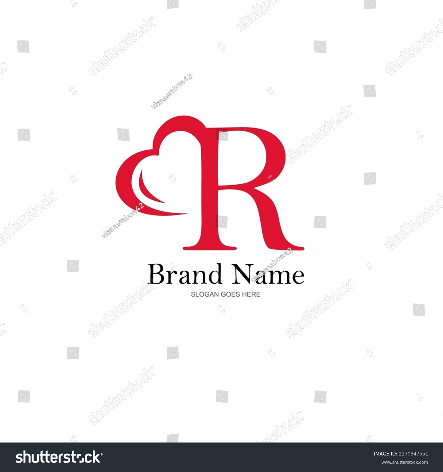 logo letter R and heart. vector combination of - Royalty Free Stock ...