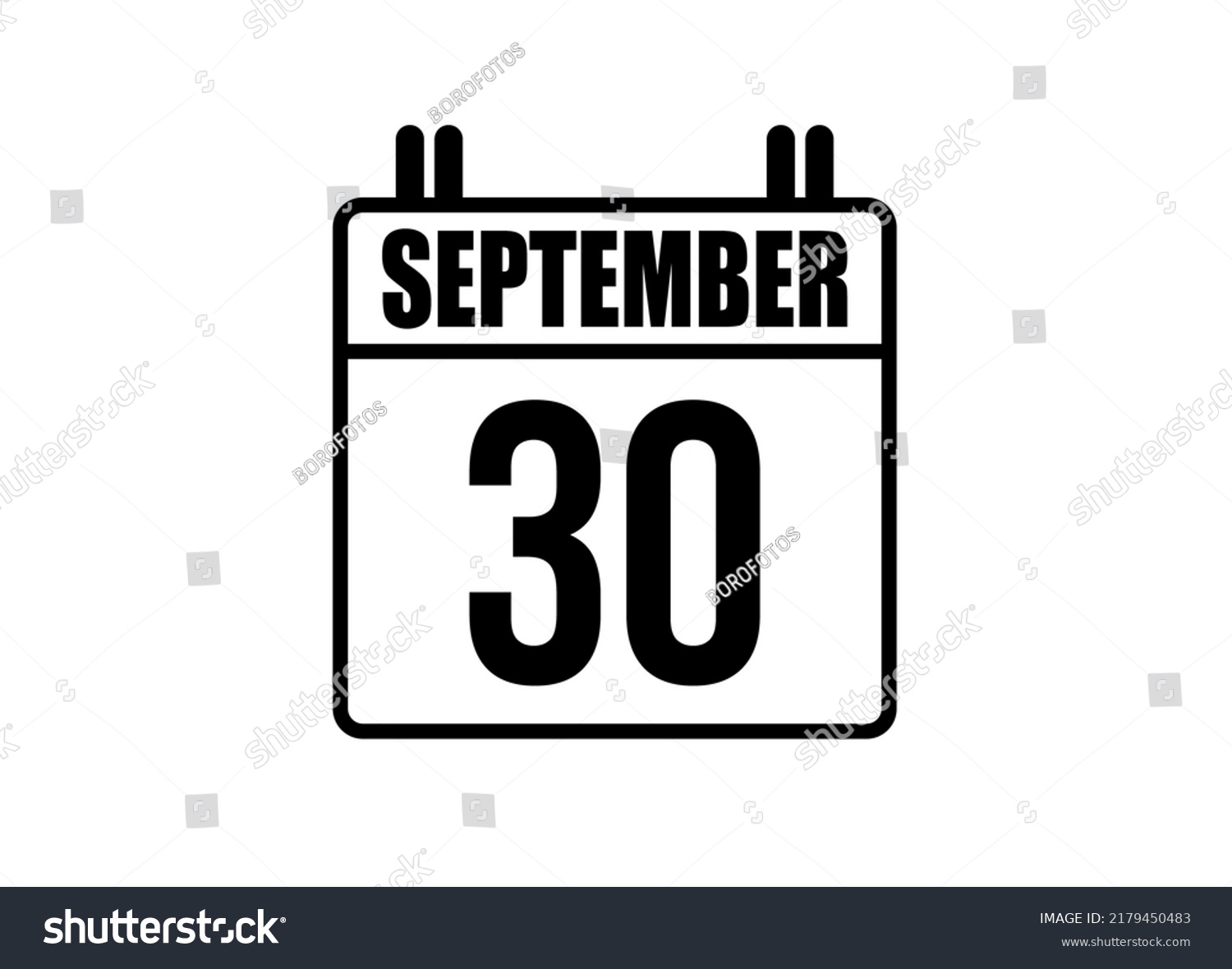 30 September Calendar. Simple Calendar Page For - Royalty Free Stock 