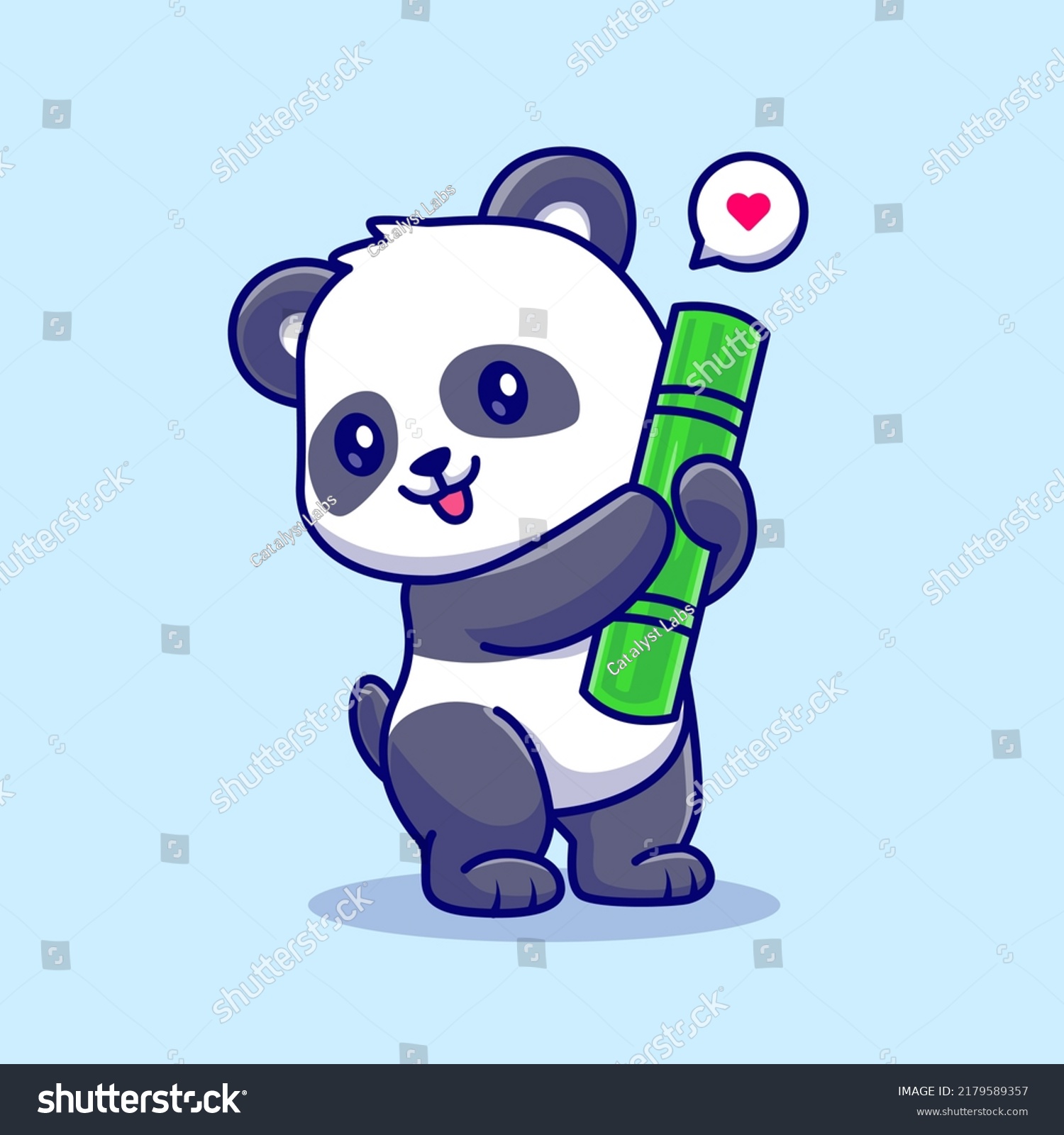 Cute Panda Hug Bamboo Cartoon Vector Icon Royalty Free Stock Vector 2179589357 3861