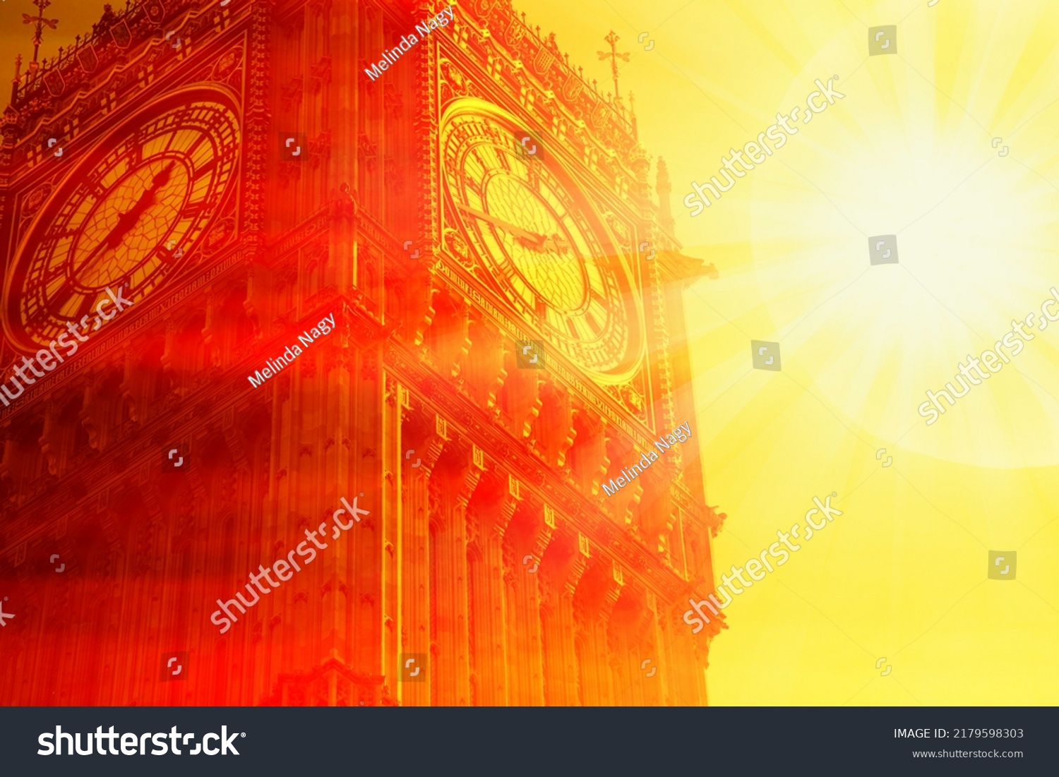 extreme heat in London sun and Big Ben #2179598303