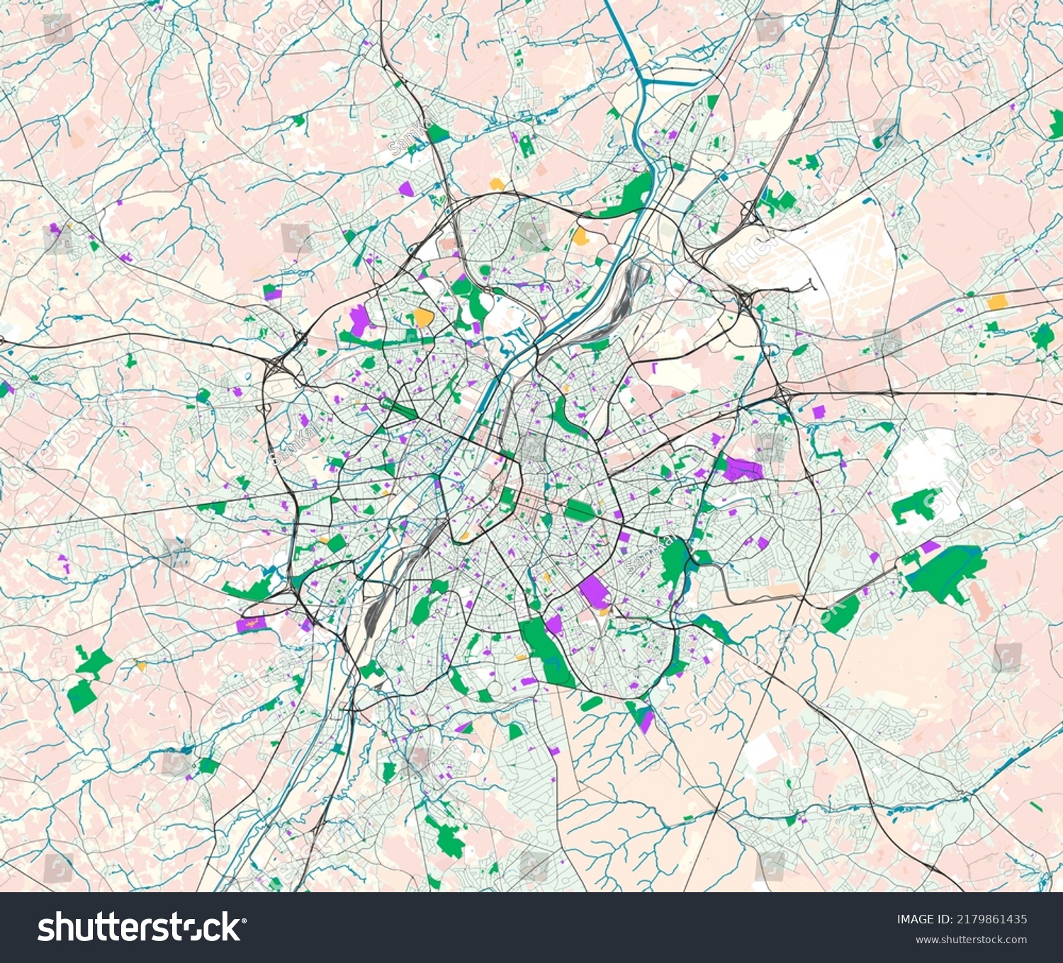 Vector editable city map of Brussels, Belgium - Royalty Free Stock ...