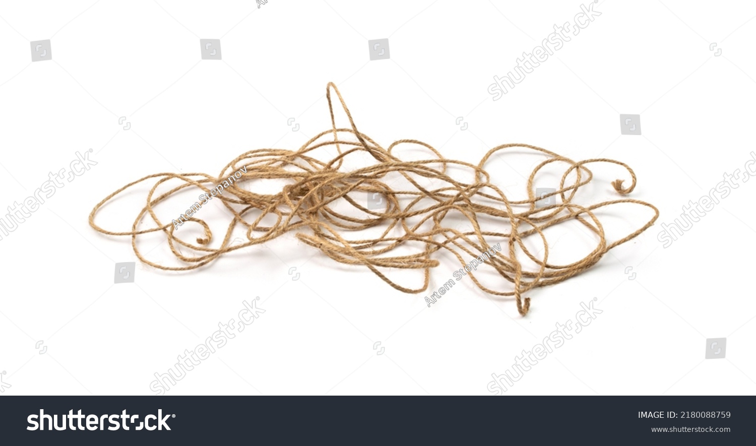String tangled mess. Complex, confusion, chaos concept with yarn ball cord, rope #2180088759