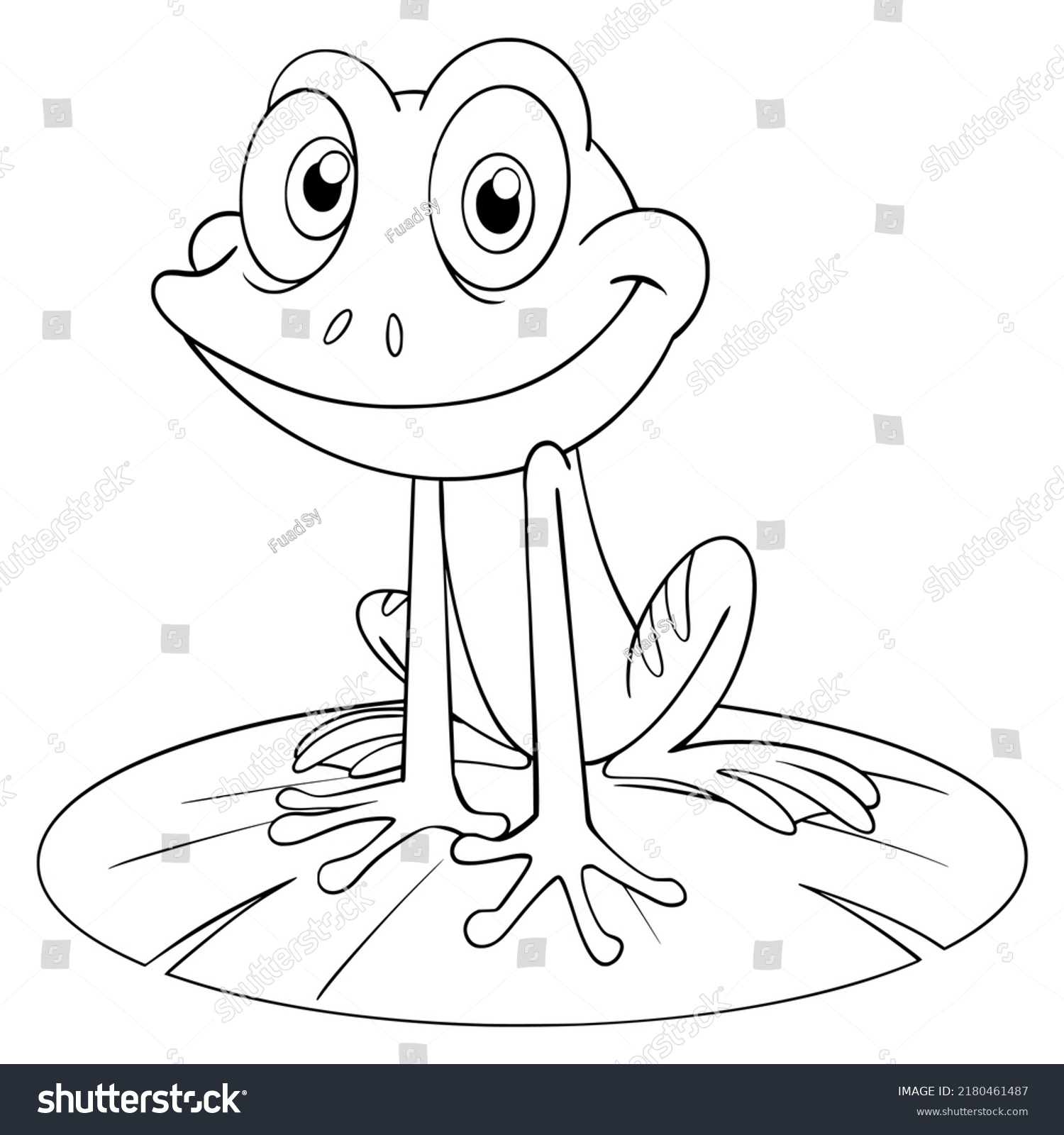 Cute Frog coloring page black and white outline - Royalty Free Stock ...