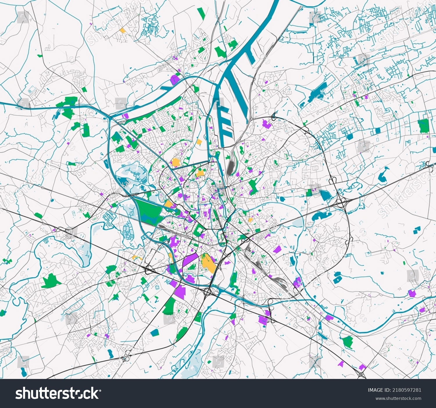 Vector editable city map of Ghent, Belgium - Royalty Free Stock Vector ...