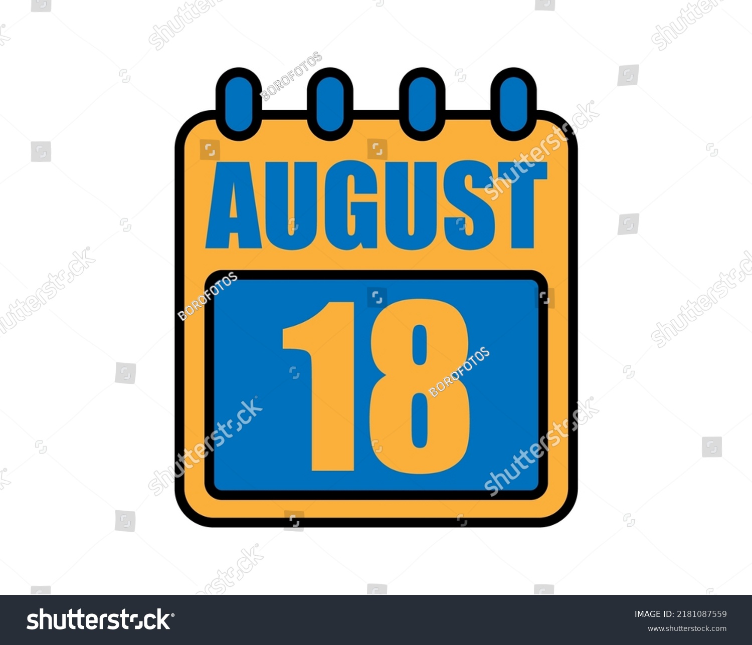 18 August calendar. August calendar icon in blue - Royalty Free Stock ...